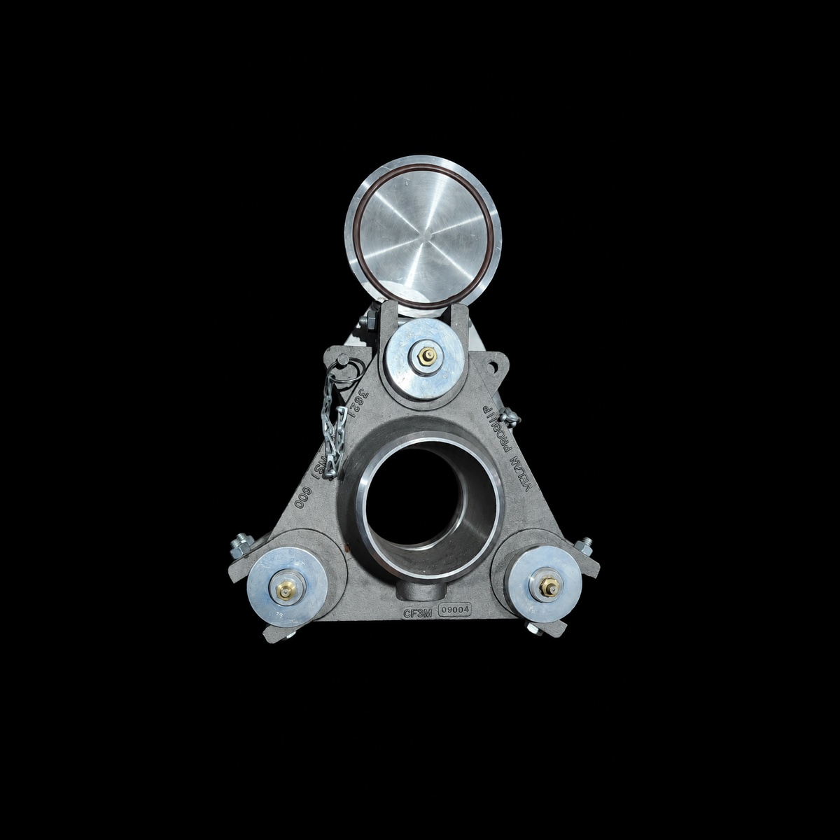 Pipe blind valve side view